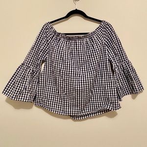 Checkered Off the Shoulder Top